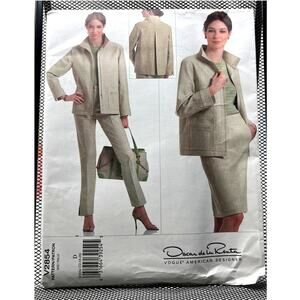 Oscar deLa Renta Vogue V2854 Pattern UNCUT Size 12-16 Misses P Jacket Skirt Pant